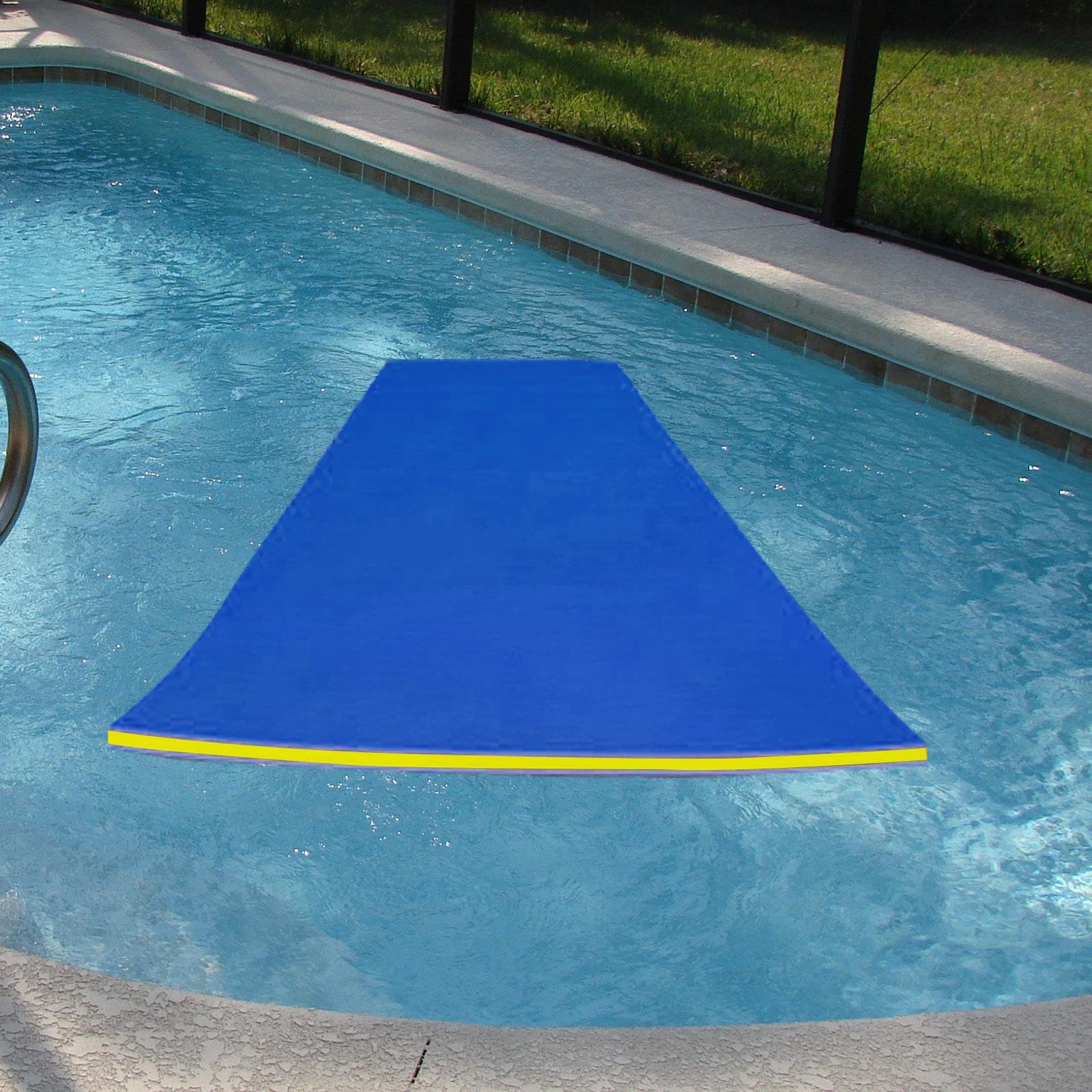 Schwimmende Matte Wasser Floating Pad Pool Raft Mat XPE Material Leicht zu Reinigen Und Transportieren für Sommer Surfen Wasserpark Urlaub Freizeit, Blau Gelb Blau