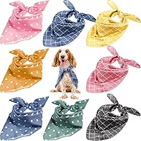 Vista 1 de SATINIOR 8 bandanas para perro, a cuadros, lunares, primavera, bandana triangular, suave, lavable, ajustable, accesorios para gatos pequeños