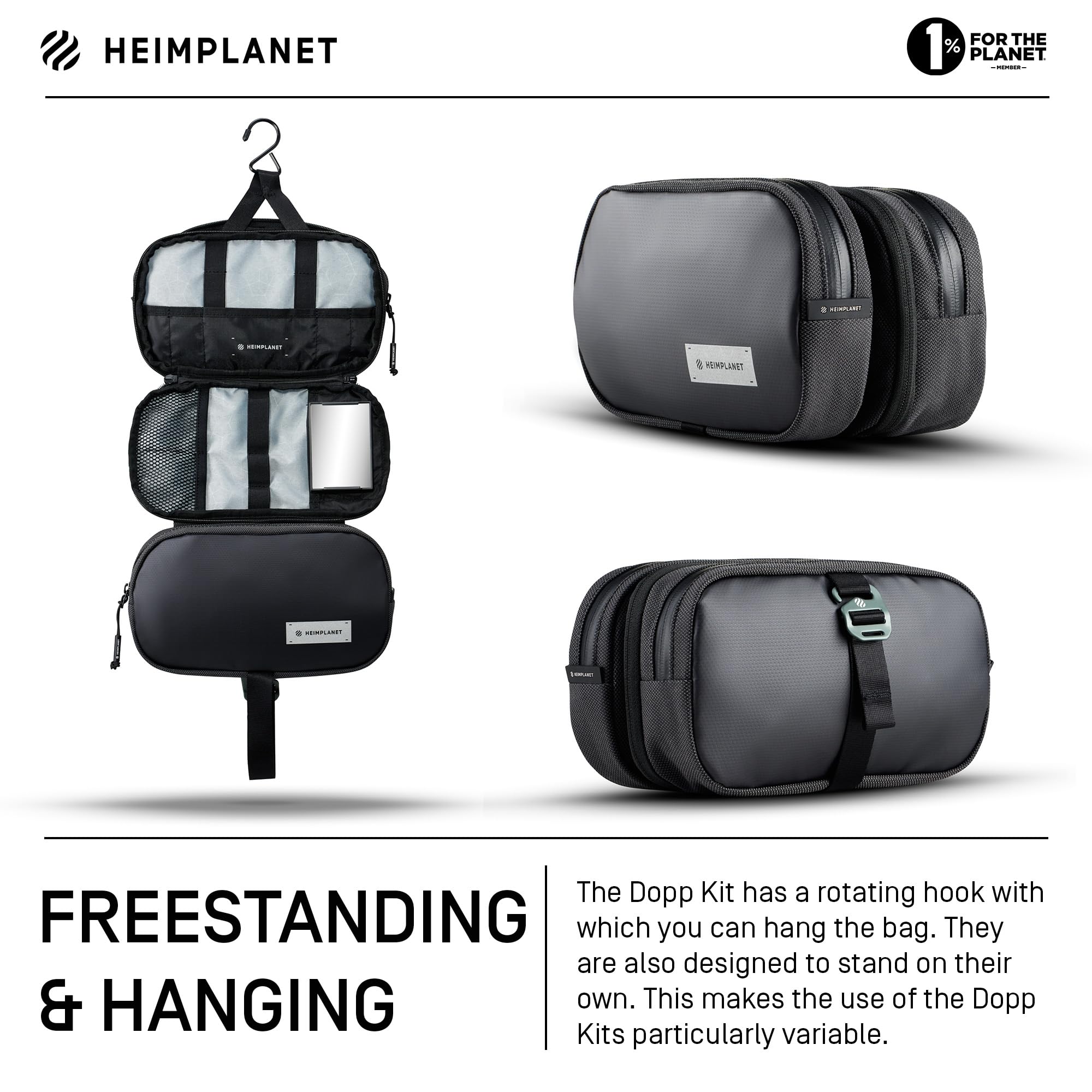 HEIMPLANET Original | HPT Carry Essentials – DOPP Kit Neceser | Neceser Resistente al Agua de Dyecoshell Resistente | Soporta un 1% para el Planeta