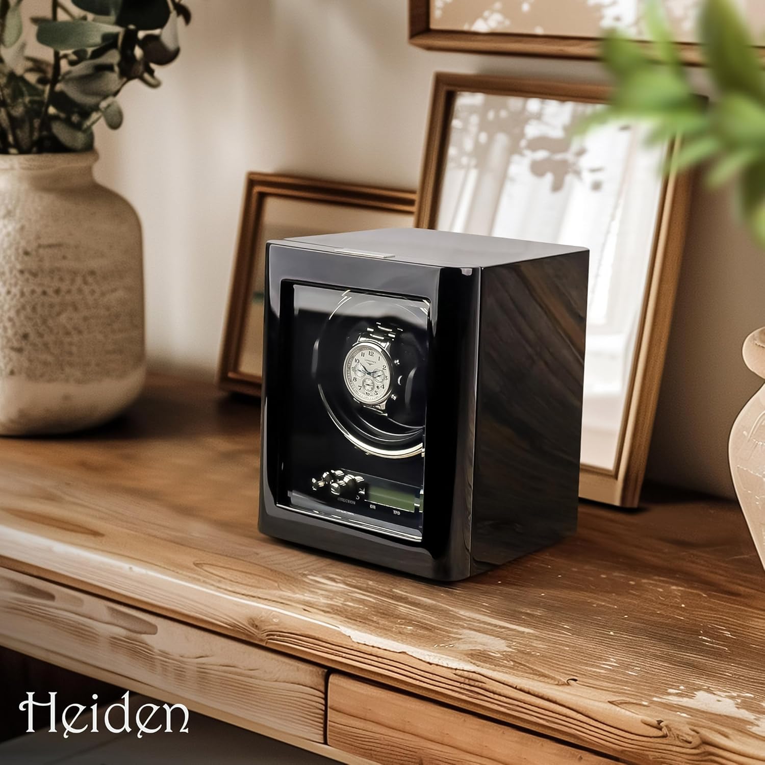 Heiden Single Watch Winder - Watch Winder for Automatic Rolex Watches, Direct Drive Brushless Motor, LCD Digital Controls, Hand Made and Assembled Nova