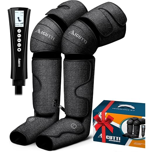 Air Compression Massager with Heat, Gifts for Mom, Dad, Women, Men, Mothers Day, Father Day, Christmas, Birthday, Foot Leg Massager Help for Vericose Veins, Muscle Fatigue, Cramps, Swelling and Edema