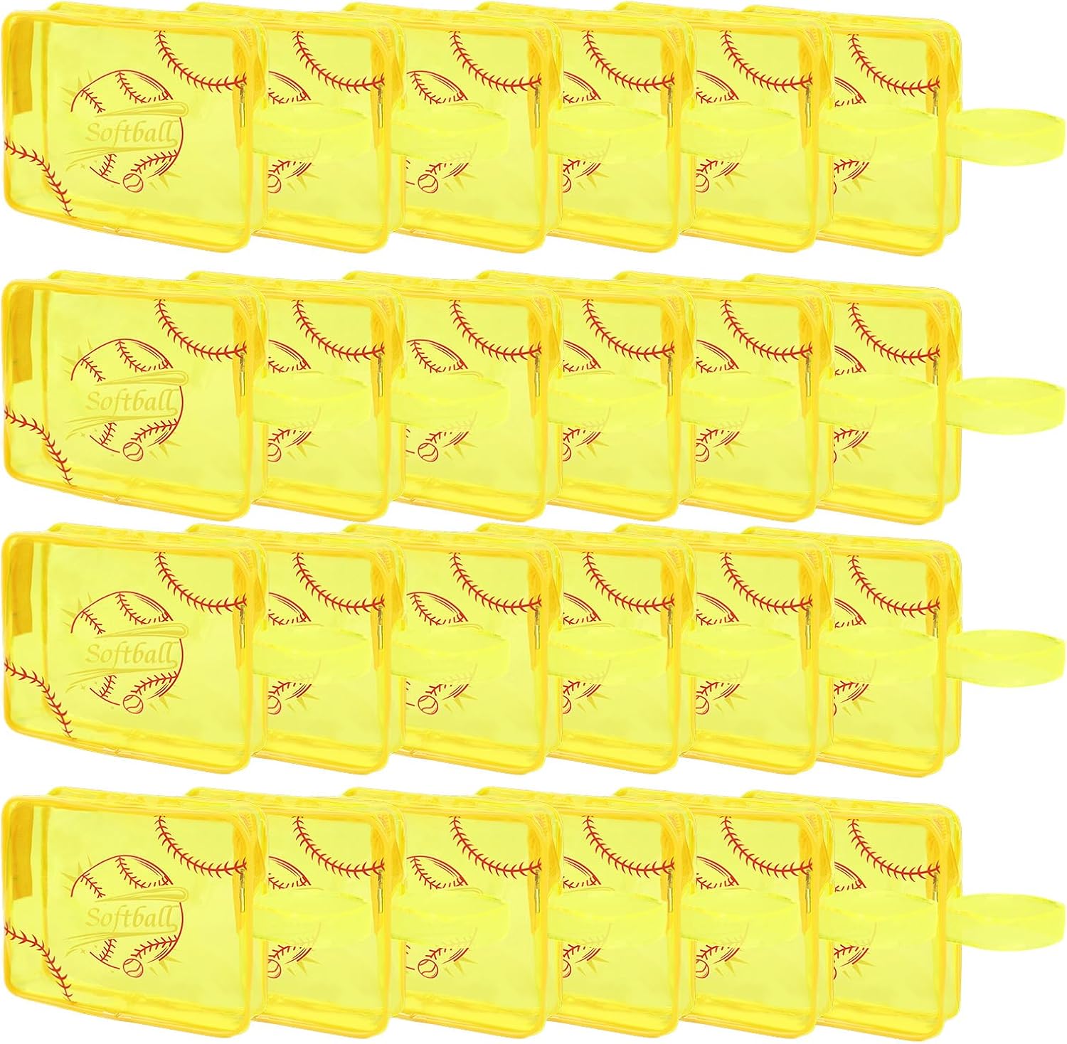 24 Pcs Softball Cosmetic Bag Softball Pouch Softball Gifts for Team Softball Bags Bulk PVC Clear Portable Makeup Bags Organizer for Softball Coach Travel Party