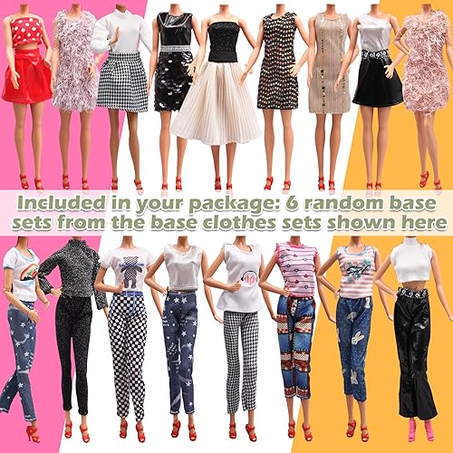 Miniatura 3 de Conjunto de ropa de abrigo de invierno para muñeca de niña de 11.5 pulgadas, suéter de moda de invierno con jeans, vestido de fiesta, faldas,