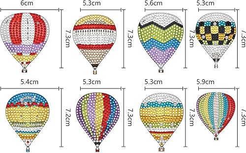 Miniatura 5 de LUSandy 8 piezas DIY 5D colorido globo de aire caliente pintura diamante kits de llavero para adultos doble cara forma especial globo de aire