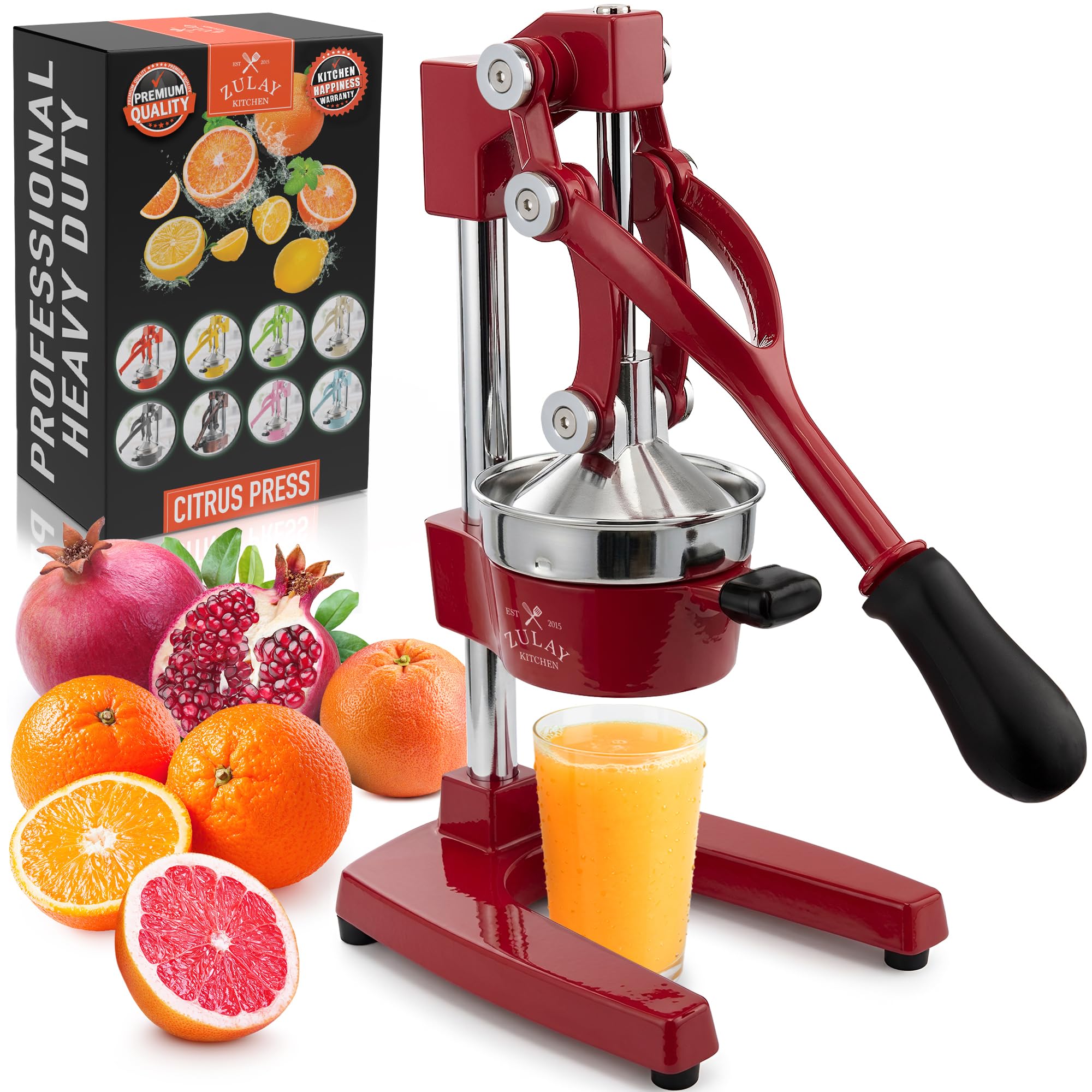 Zulay Kitchen Cast Iron Juicer - Heavy Duty Orange Juicer with Detachable Strainers for Easy Cleaning, Citrus Press for Citrus Fruits, Perfect for Bartenders, Juice Lovers &amp; Health Enthusiasts
