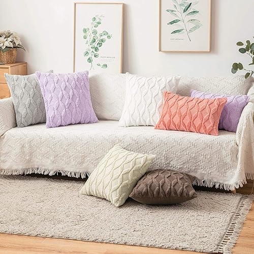 Miniatura 4 de MIULEE juego de 2fundas de almohada de lana sintética, bordadas, para sillón, sofá, dormitorio, auto, fundas decorativas