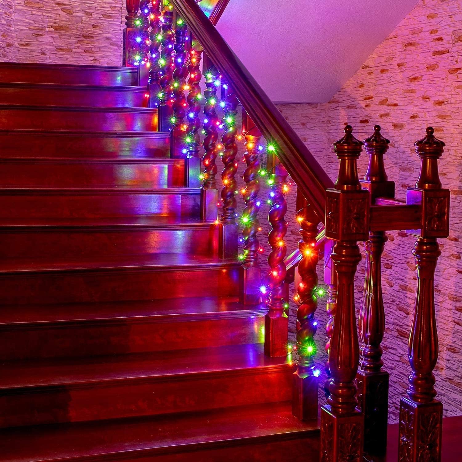 Cadena de luces con pilas, 200 ledes, 20 m, cadena de luces LED para exterior e interior, con temporizador, 9 modos, funciona con pilas, para Navidad, jardín, cable verde, impermeable