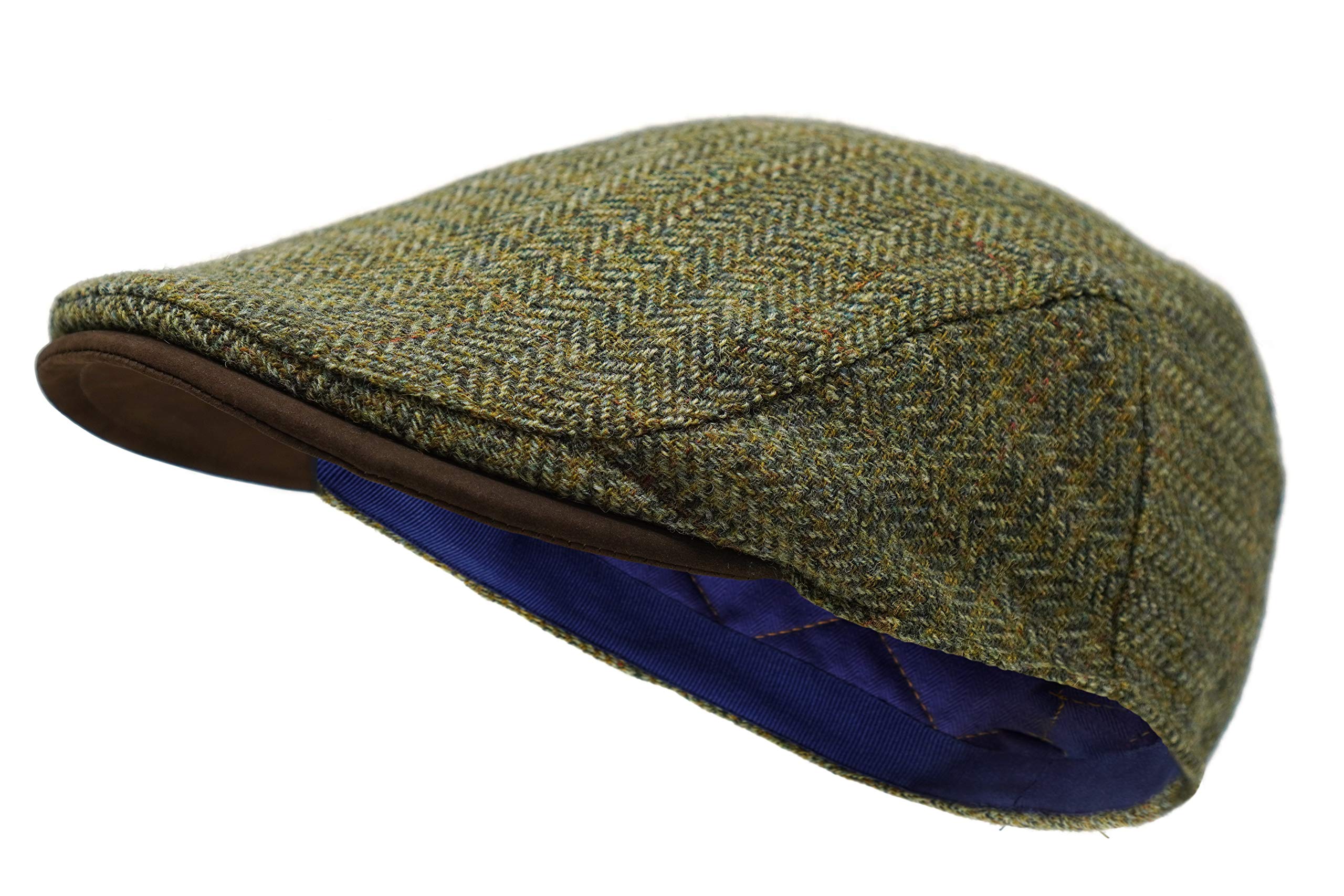 Borges & Scott The Sloan – Irish Tweed and Nubuck Leather Flat Cap - Country Green - Medium