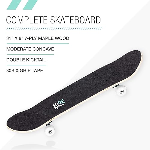 Miniatura 2 de 80Six Adult and Youth Skateboard with 54mm Urethane Wheels and Carbon Steel Bearings, Designed by Industry Leading Brand Triple 8