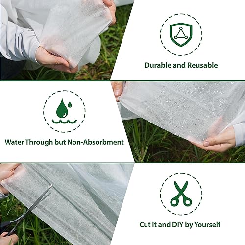 Miniatura 4 de 10 cubiertas para plantas de 50 pies, protección contra la congelación, 1.06 ozyd, tela flotante grande y gruesa para protección contra heladas de