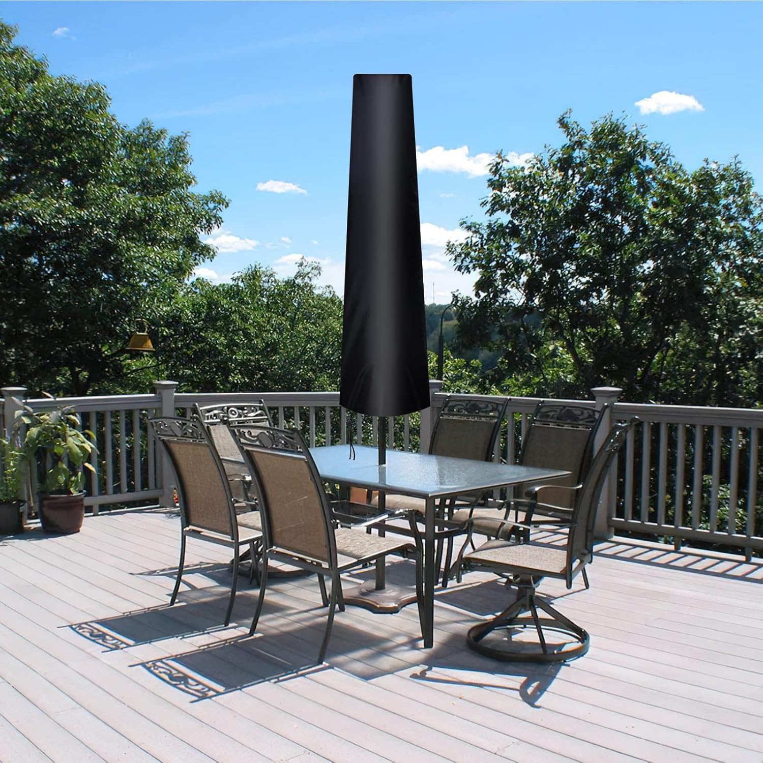AiQInu Housse Parasol Droit Ø 300 cm, 2 Pièces 210D Oxford Housse de Protection pour Parasol avec Sac de Rangement, Résistant aux Intempéries, aux UV, à la Neige