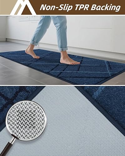 Miniatura 5 de COSY HOMEER Alfombras de cocina, 2 alfombras de cocina antideslizantes, lavables, absorbentes, para suelo de cocina, alfombra de poliéster para