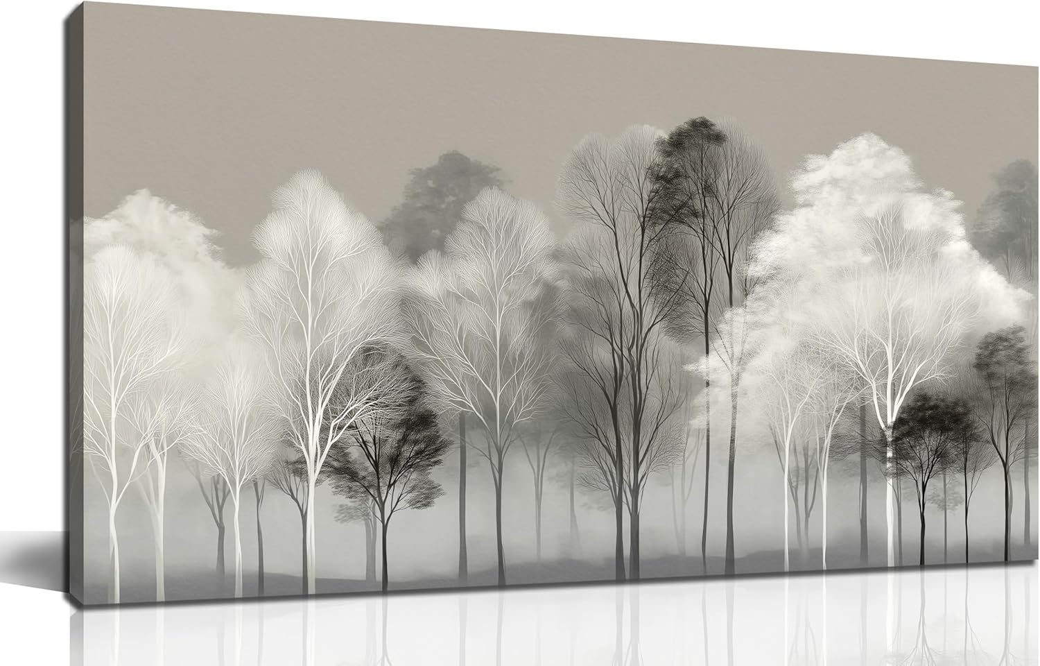 Prepeyssee Black and White Tree Wall Art for Living Room Large Landscape Modern Artwork Gray Forest Picture for Bedroom Home Office Ready to Hang 20x40 Inch