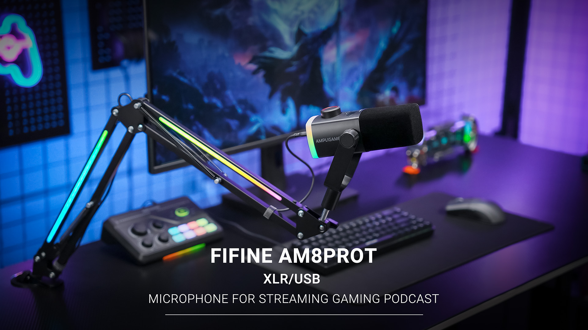 FIFINE AM8PROT USB/XLR ダイナミックマイク ブラック Free Shipping! FIFINE USB XLR Dynamic Gaming Microphone for PC PS5