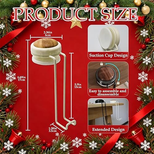 Miniatura 3 de Paquete de 2 calcetines de Navidad para chimenea y colgador de guirnalda, soporte para guirnalda para colgar medias de Navidad (nogal negro, 1 pieza