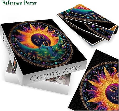 Miniatura 4 de Rompecabezas coloridos de luna solar para adultos, 1000 piezas, arte hermoso, sol, planeta, paisaje, rompecabezas, desafiantes, bonitas estrellas,