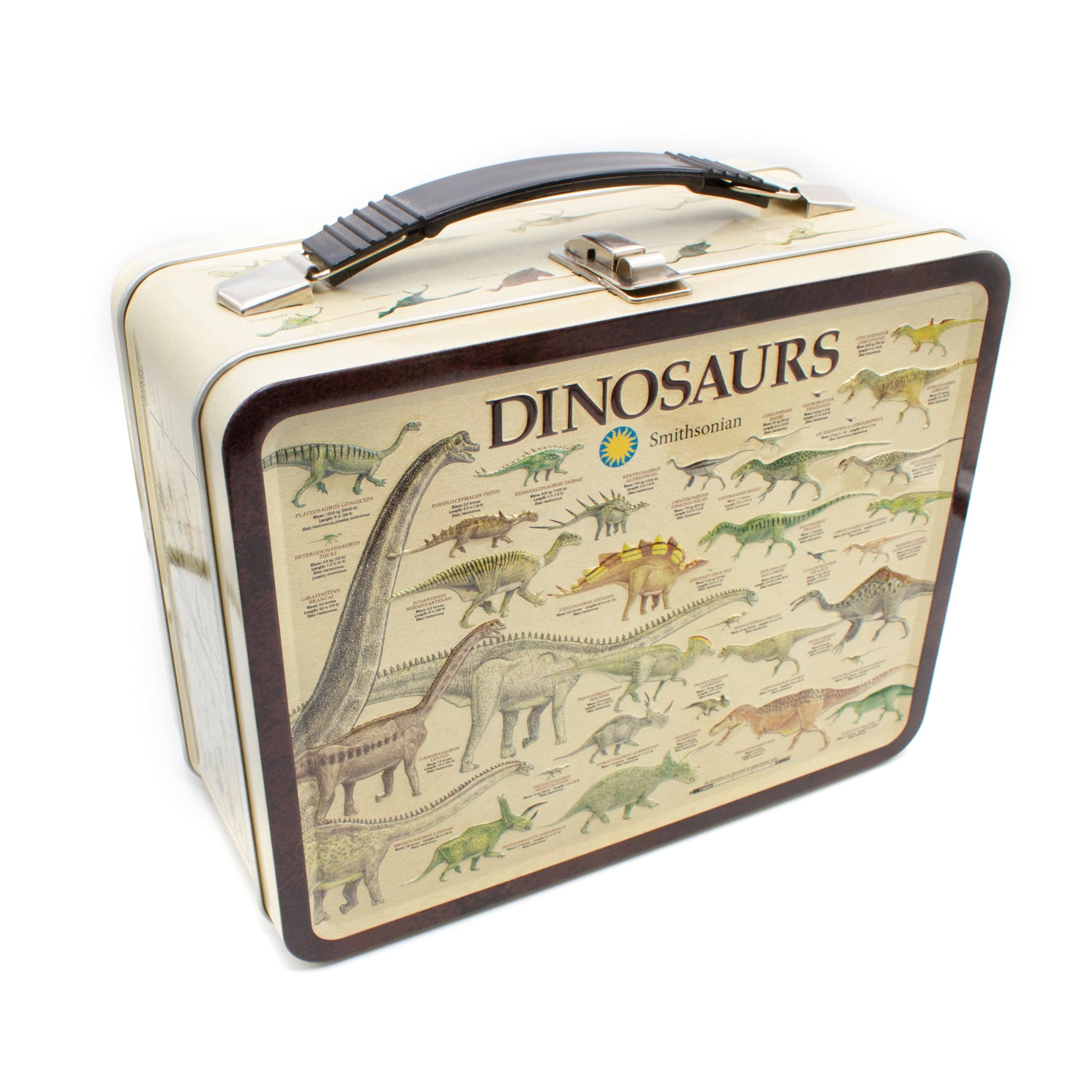 AQUARIUS Smithsonian Dinosaurs Large Fun Box - Sturdy Tin Storage Box with Plastic Handle & Embossed Front Cover - Officially Licensed Smithsonian Merchandise & Collectible