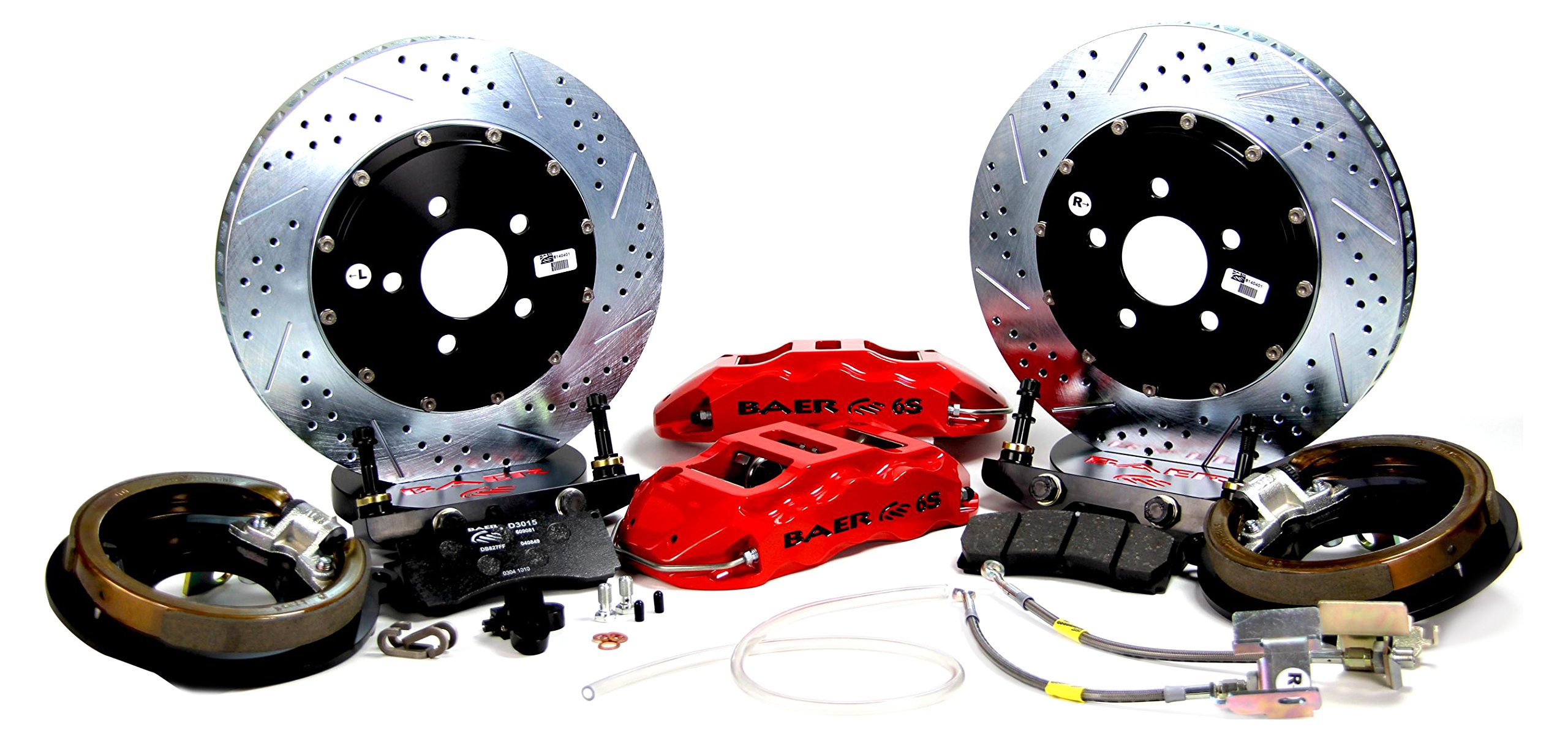 BAER BRAKES 4302400R-BKCZ Brake System (14" Rear Extreme+ 10 Bolt Disc w/Park Brake Red 82-92 GM F Body), 1 Pack