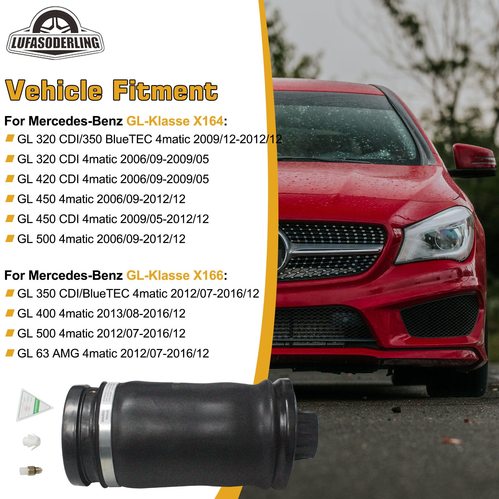 W164 Luftbalg Hinten für Mercedes-Benz ML-Klasse W164 W166 GL-CLASS X164 X166 GL320 GL350 GL450 GL550 1663200325 1643200425 1643201025 1643200225 1643200625
