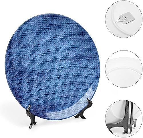 Miniatura 4 de Placa de exhibición de cerámica, placa decorativa decorativa decorativa de cerámica decorativa decorativa decorativa azul marino, textura de