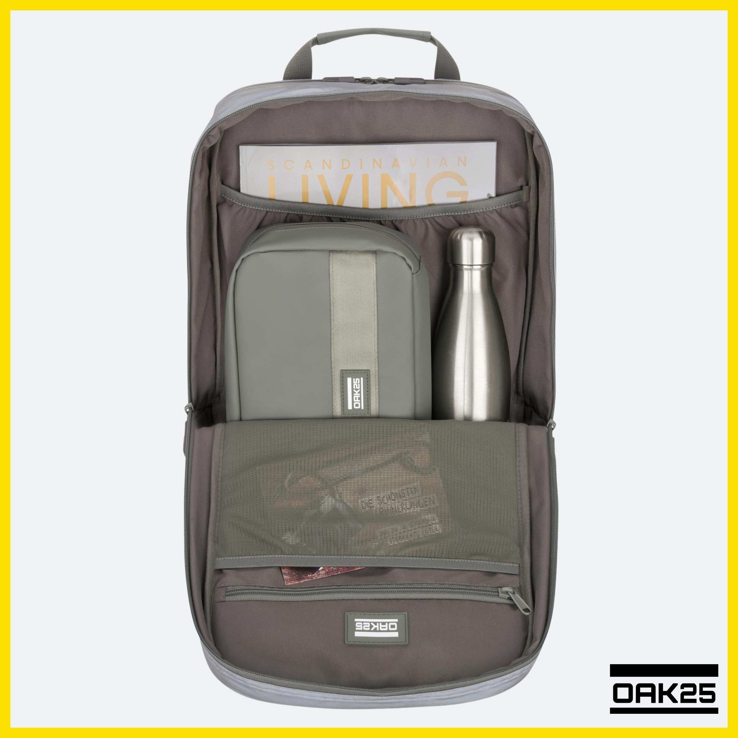 OAK25 Rucksack Damen & Herren - Luminant Bag - Reflektierender & Funktionaler Backpack für Uni, Arbeit, Sport, Reisen, Freizeit - 16 Zoll Laptop Fach - Wasserabweisend