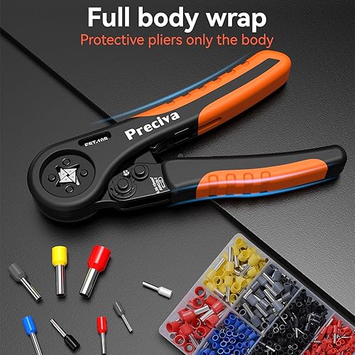 Miniatura 5 de Preciva AWG28-7 Juego de herramientas de crimpado de virola con 2000 conectores de alambre, juego de alicates de crimpado de trinquete ajustable a