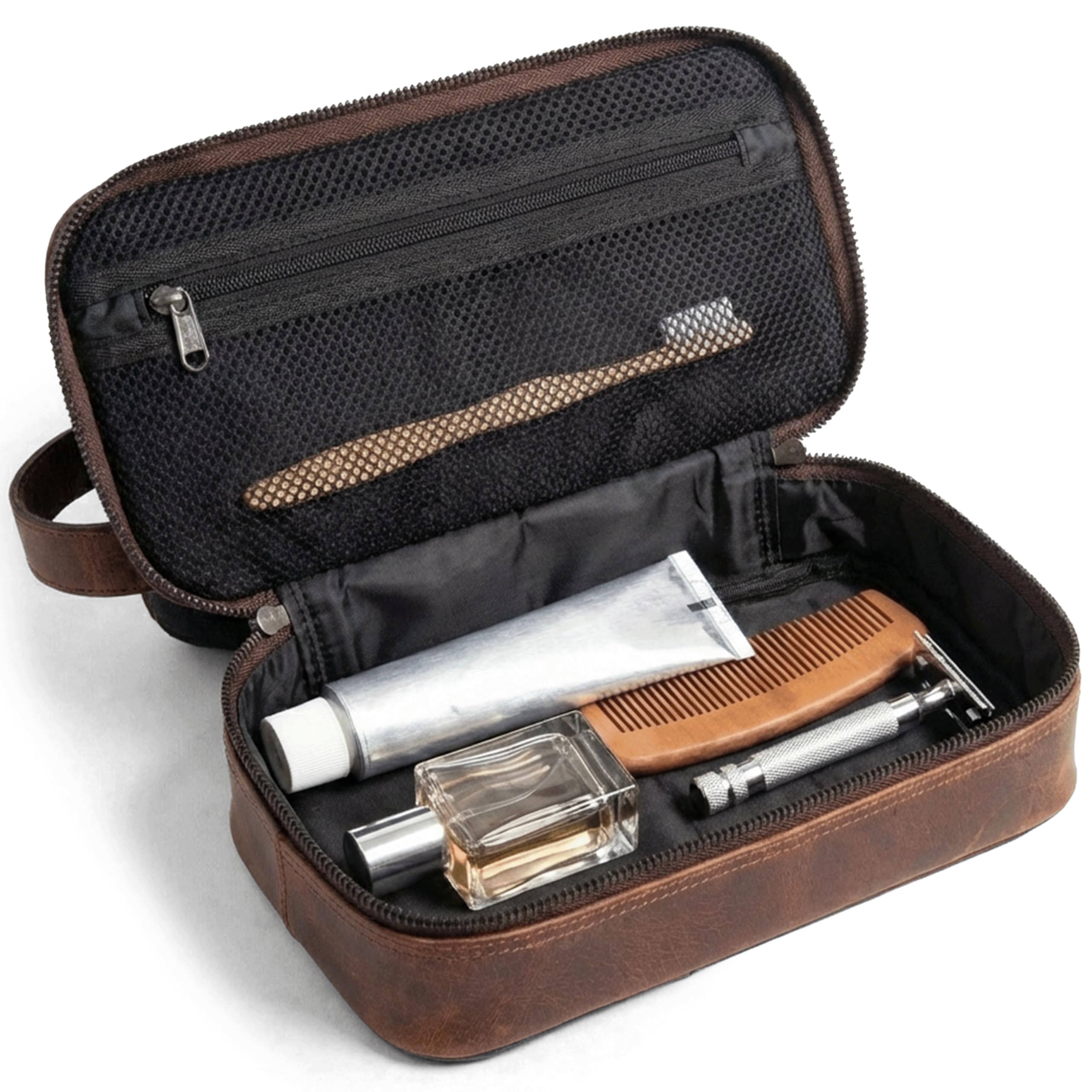 SID & VAIN® borsa toiletry vera pelle CARTER borsetta necessaire Toilette pochette beauty case da Viaggio uomo donna verde prodotto artigianale