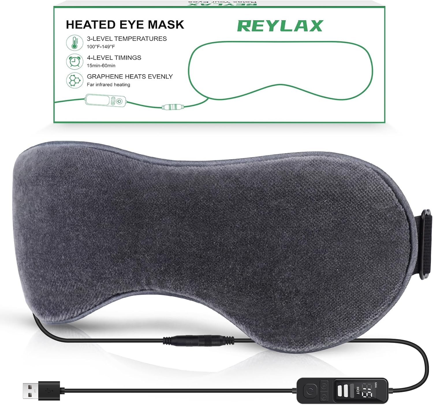 Heated Eye Mask NarrowUSB Wired Eye Heating Pad Graphene