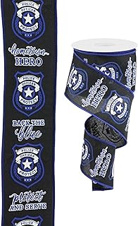 Police Badge Wired Edge Ribbon - 2.5" x 10 Yards (Black)