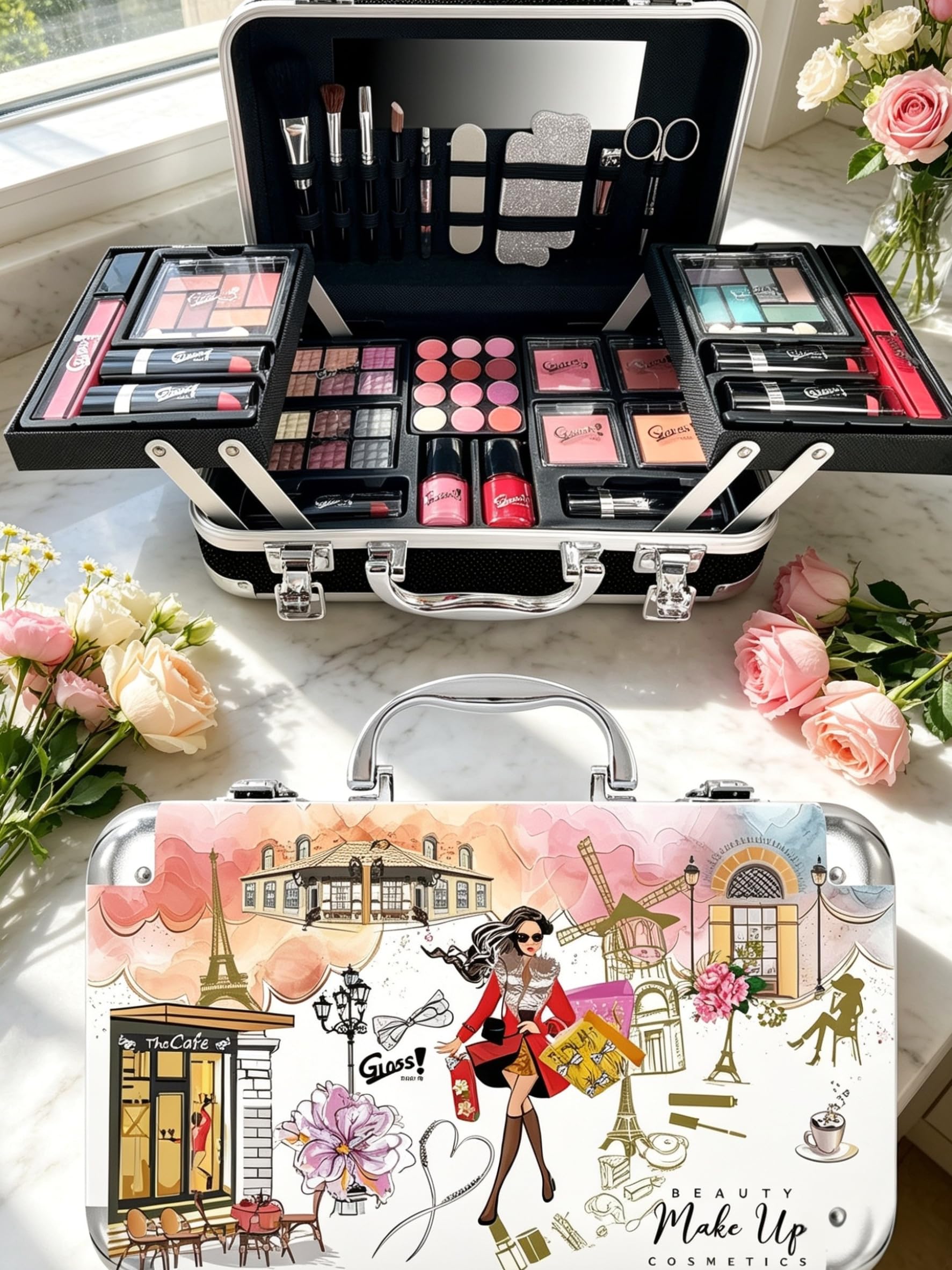 GLOSS ! Mallette de Maquillage – Coffret Beauté Femme – Palette Complète – Idée Cadeau Originale – Paris