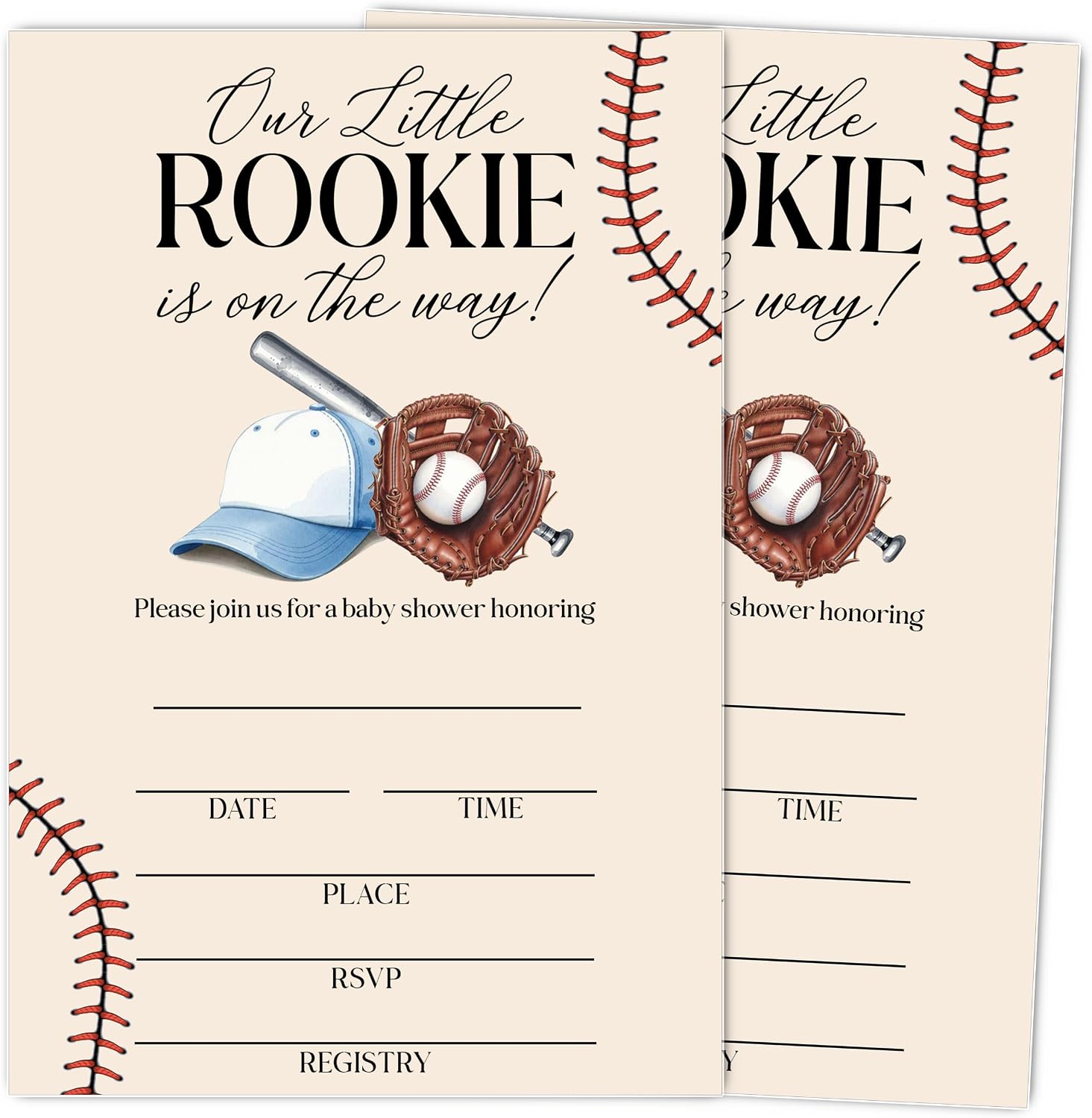 50 Pcs Our Little Rookie Books for Baby Cards, 3.5 x 2.1 Inch Baseball Themed Library Request Cards, Bring A Book Baby Shower Invitations Gifts for Boys Girls, Gender Reveal Decorations-B10