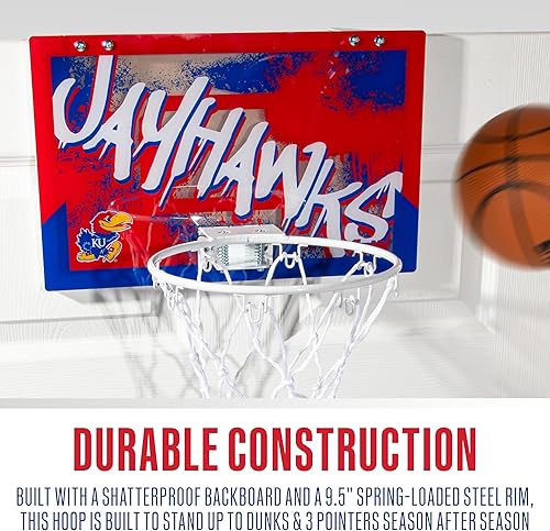 Miniatura 7 de Franklin Sports NCAA - Aro de baloncesto sobre la puerta, aro de baloncesto para interiores con baloncesto para niños, mini aro para dormitorio +