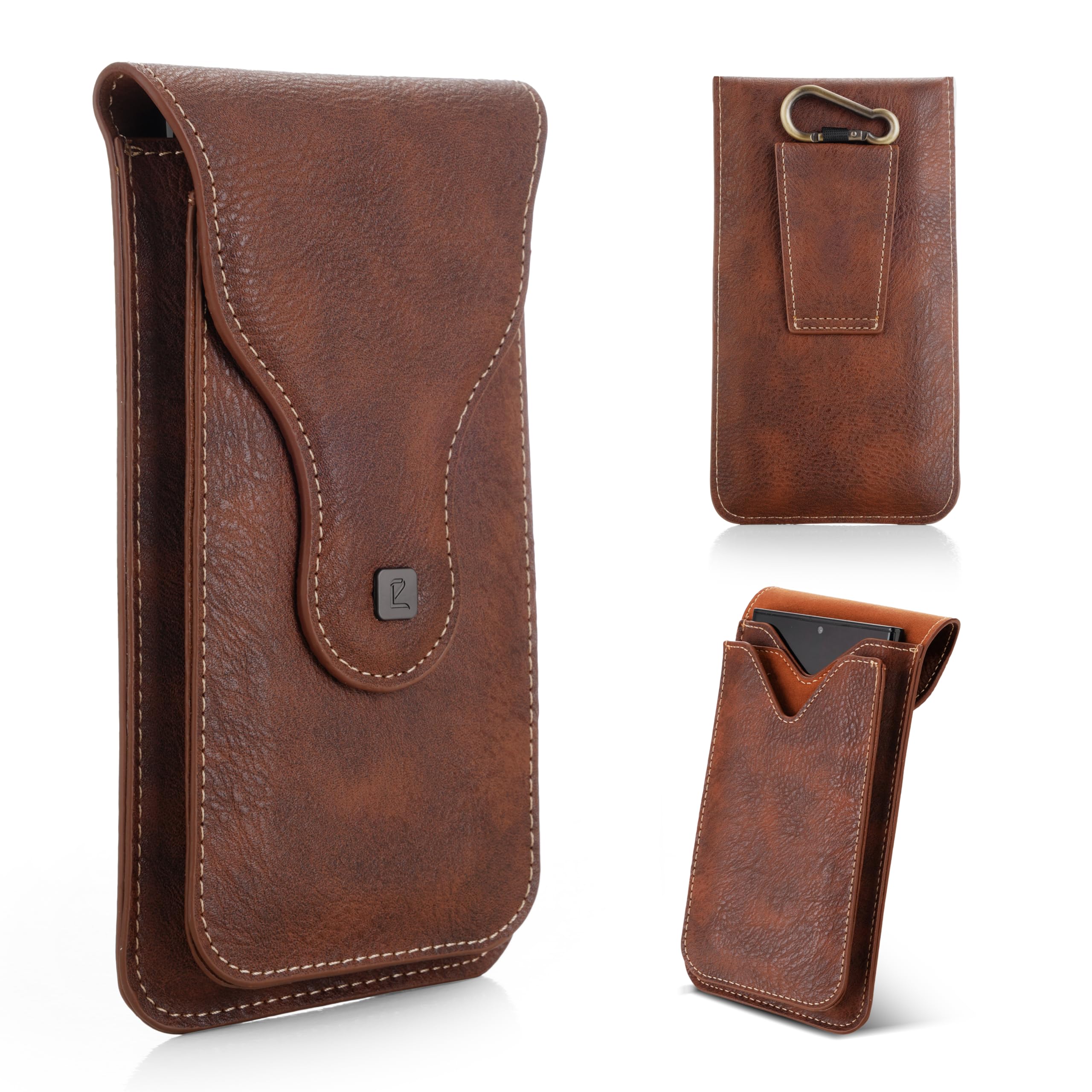 Sponsored Ad - PULOKA -Multifunctional Phone Pouch - Vegan Leather - Portable Travel Holster Bag with Waist Belt - Carry Phones Upto 6", Cards, Cash - for Outdoor Sports, Hiking, Cycling, Travelling - Brown