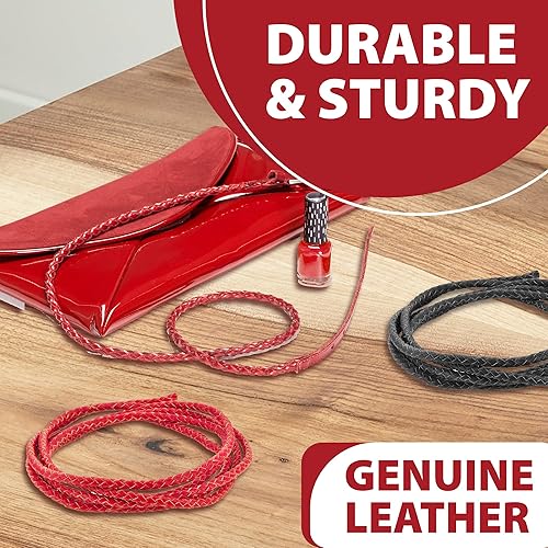 Miniatura 8 de Mandala Crafts Cordón de cuero trenzado Bolo marrón oscuro para manualidades de bolo, 6.5 pies, redondo, de cuero trenzado genuino, cuerda de cuero