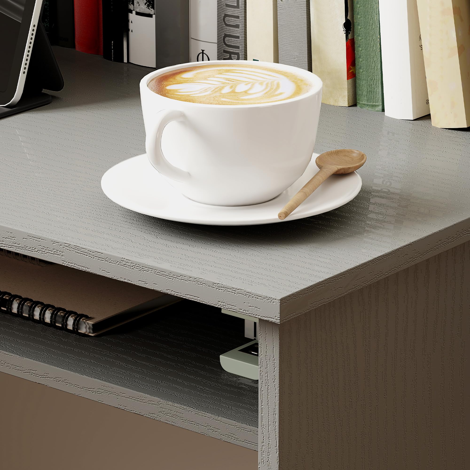 HOMCOM Scrivania moderna, tavolo ufficio, 90x50 cm, grigio