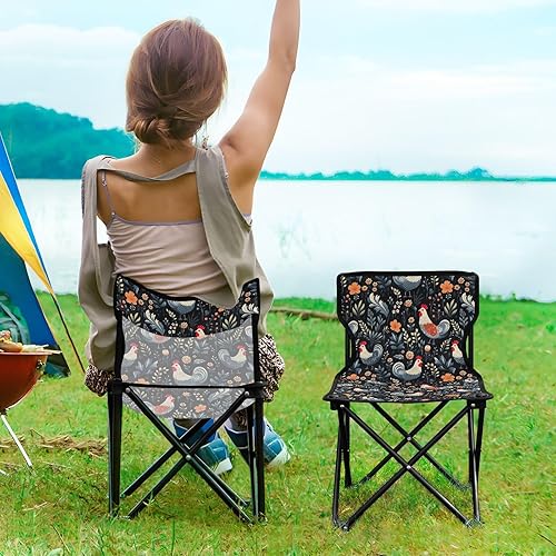 Miniatura 2 de Outdoor Folding Cute Rooster Flower Camping Chairs for Adults Portable Camping Chair Lightweight Lawn Chair 202a4544