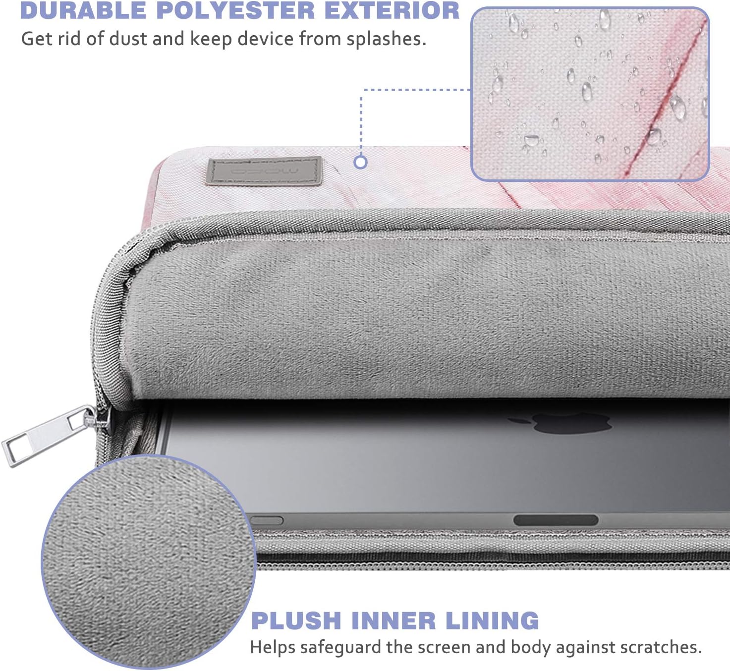 MoKo 11 Inch Tablet Sleeve Bag Carrying Case Fits iPad air 5 10.9" 2022, iPad Pro 11 M2 2022-2018, iPad 10th 10.9, iPad 9/8/7th Gen 10.2, iPad Air 4 10.9/Air 3 10.5, Tab S8 11"/Tab A, Pink Gray Marble