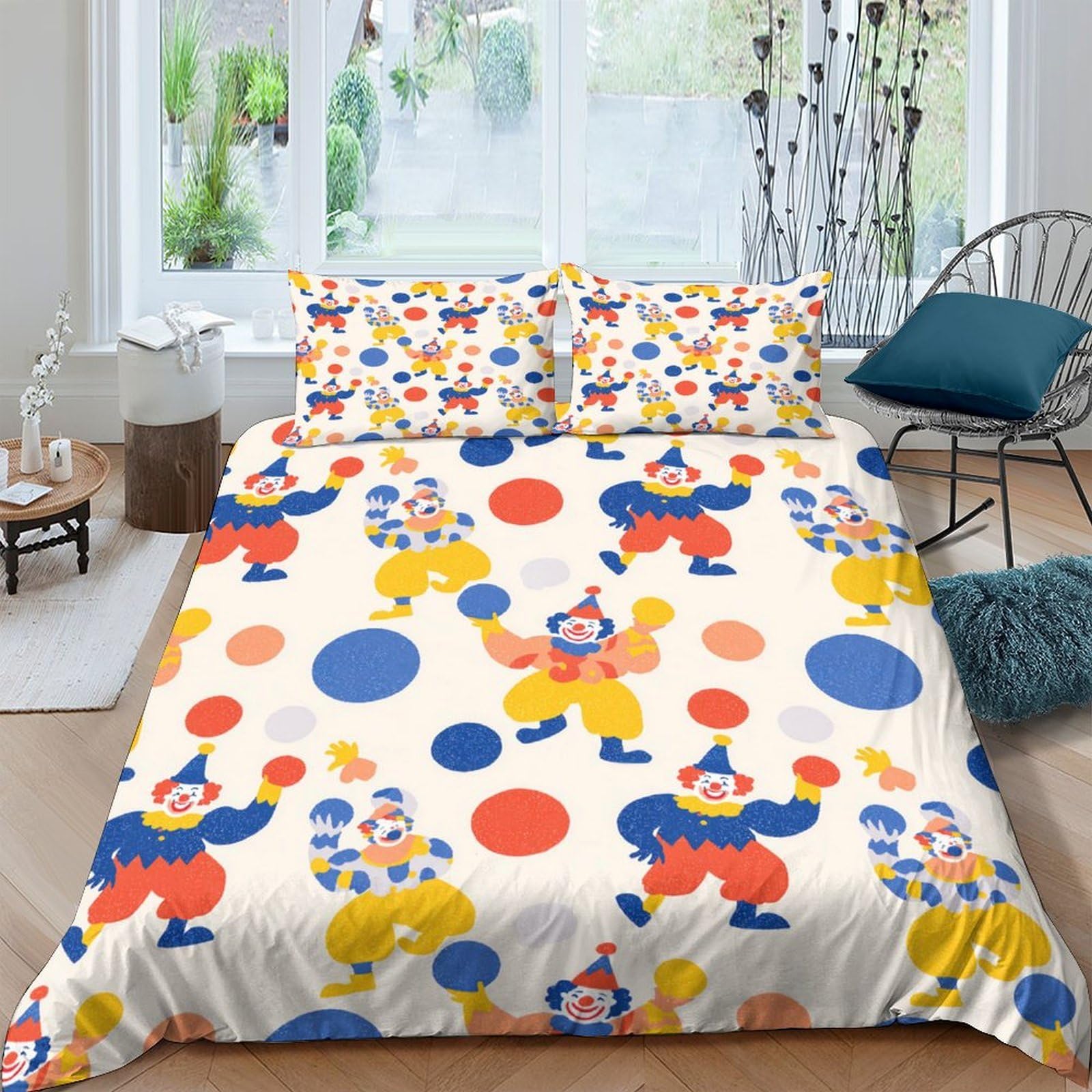 Ctjqhvkz Style-9 3D Printed Colorful Clown Fitted Sheet Microfiber Fun Polka Dot Bed Cover For Bedroom Guest Room Mattress Protection Single（135X200cm）