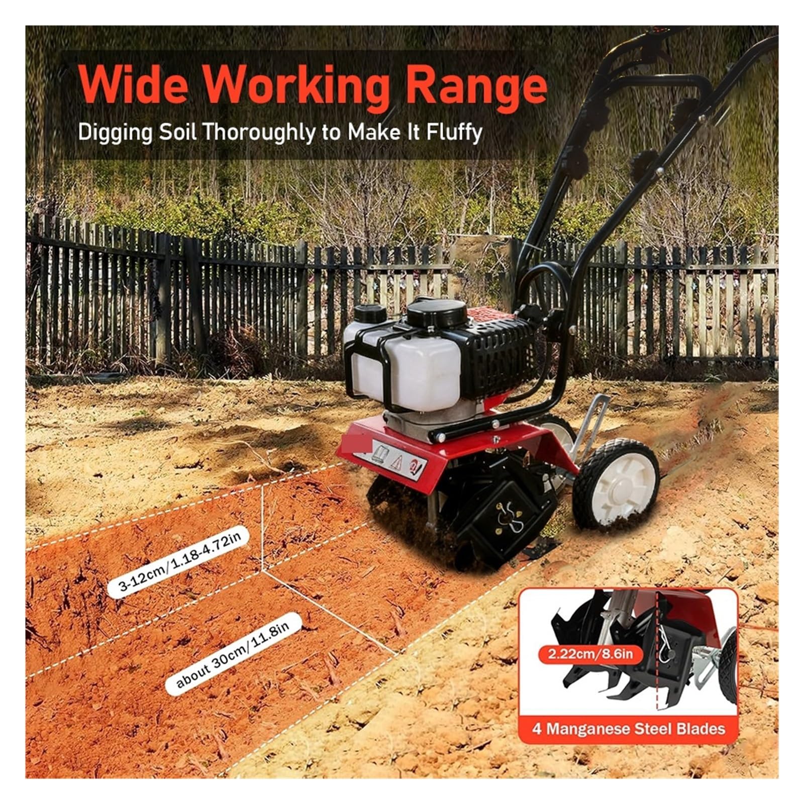 Mini coltivatore rotativo per giardino, attrezzatura agricola multifunzione, strumento di aratura potente per agricoltura, ideale per piccole aziende agricole e giardinaggio in cortile