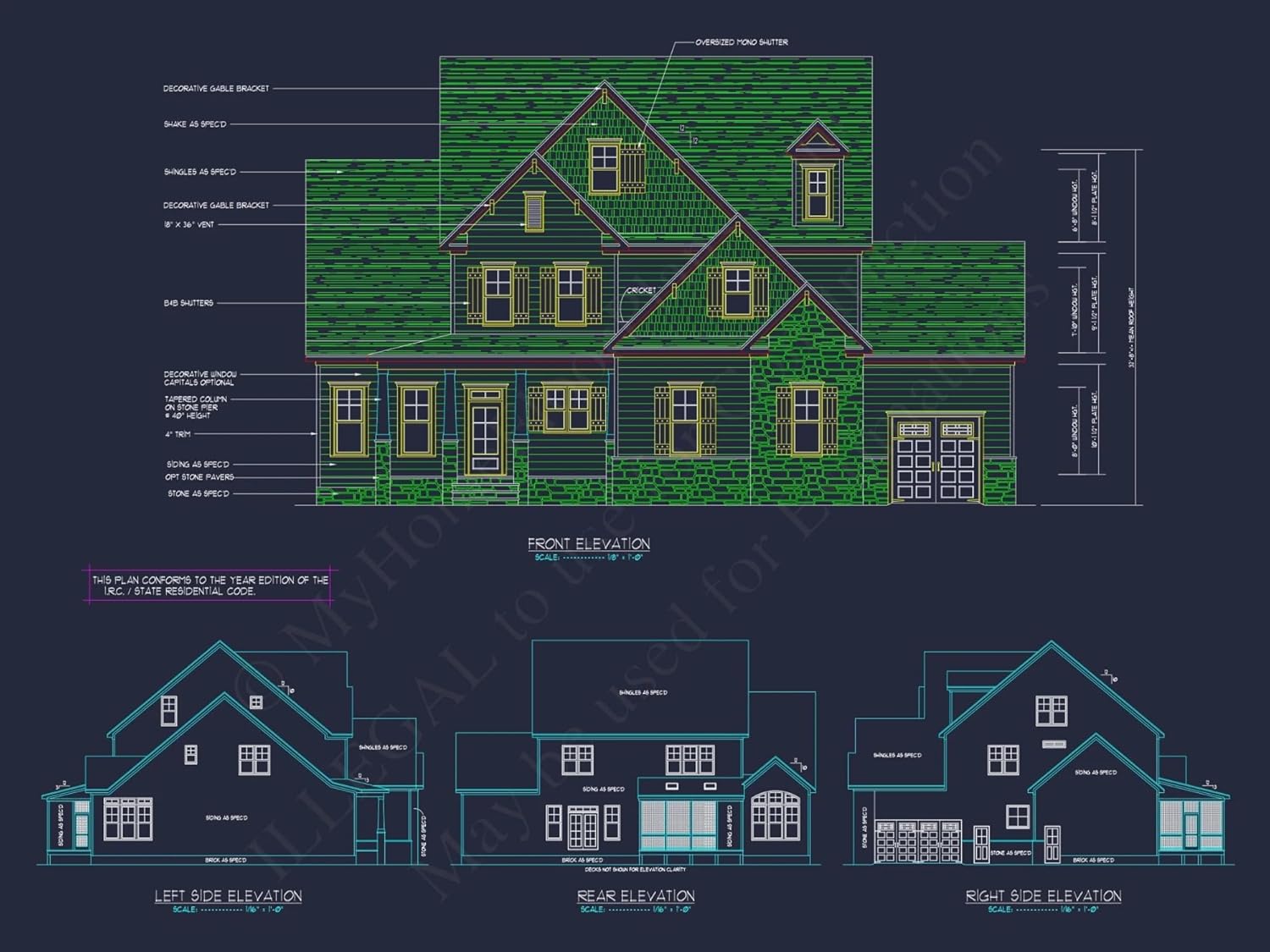 18-1205 HOUSE PLAN - Custom House Plan with 3 Floors, CAD Blueprint & Features