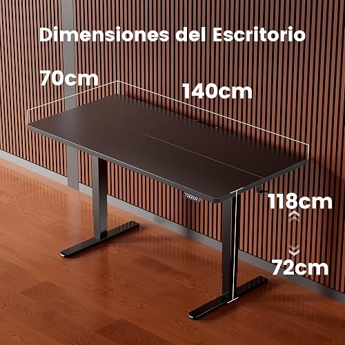 ErGear Escritorio Elevable Eléctrico, 140x70cm, Negro - 7