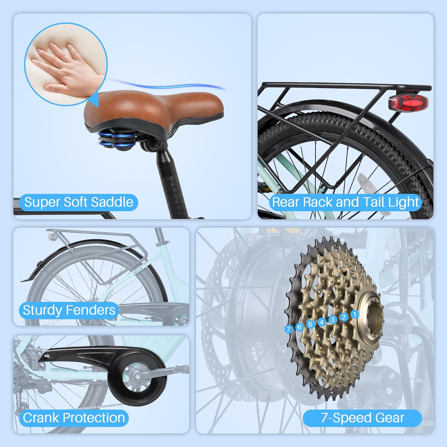 Likebike Electric Bike for Adults, 1500W Peak Motor, 26" Commuter Ebike with 48V 15Ah Removable Battery, 7-Speed & Front Fork Suspension, Up to 85 Miles 28MPH Electric Bicycles for Men Women