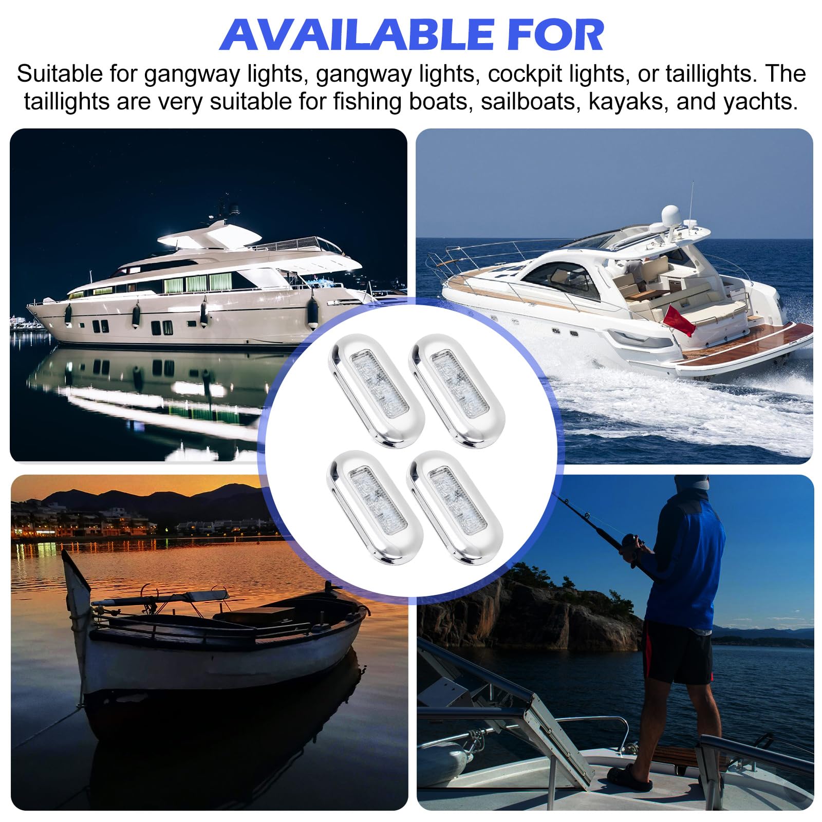 BORDEAG 6 luci a LED impermeabili per barche, luci a LED, per barche, pontone, barca da pesca, kayak, yacht marine, impermeabili, IP67