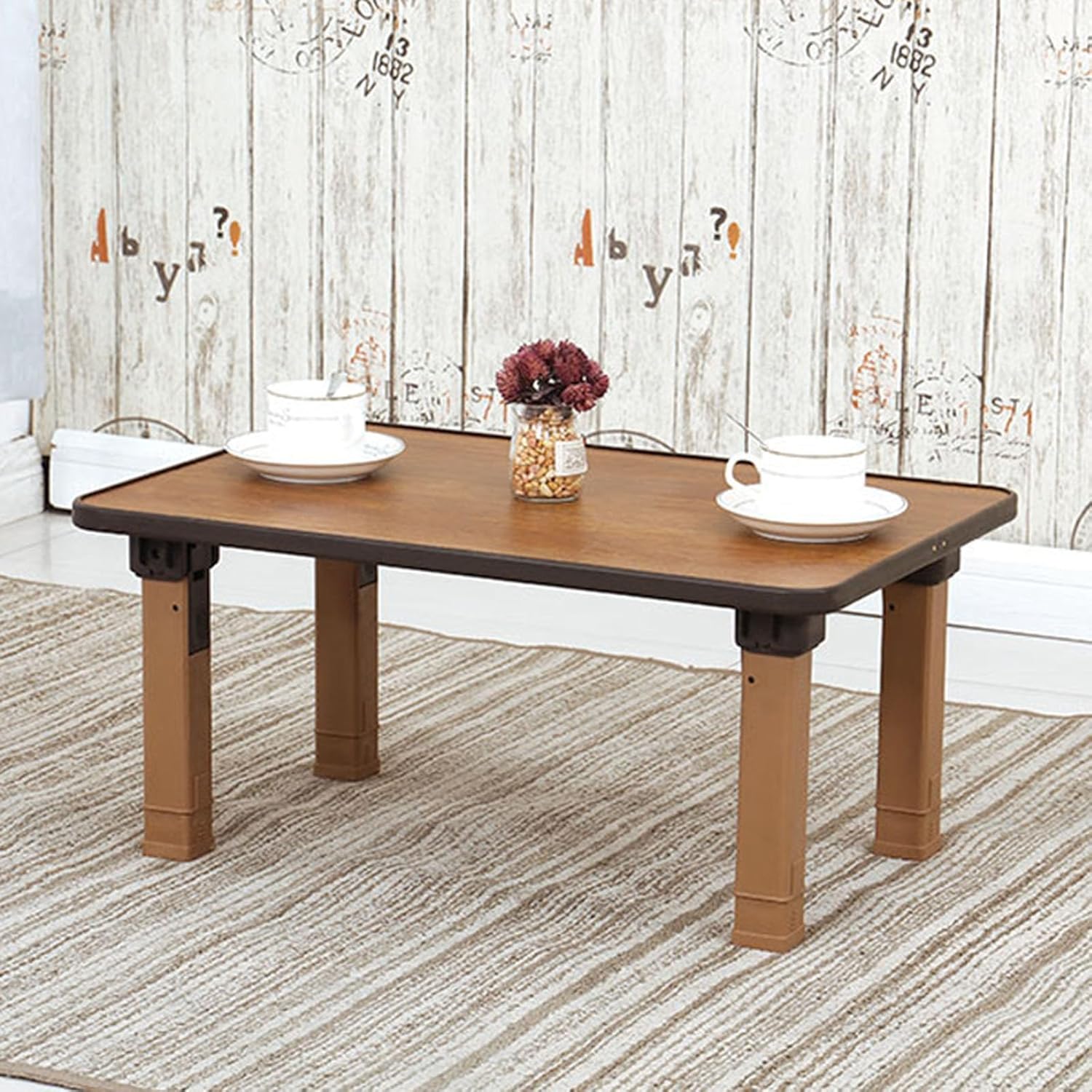 Amazon.com: Home Folding Table, Foldable Rectangle Low Table(Wood Grain ...