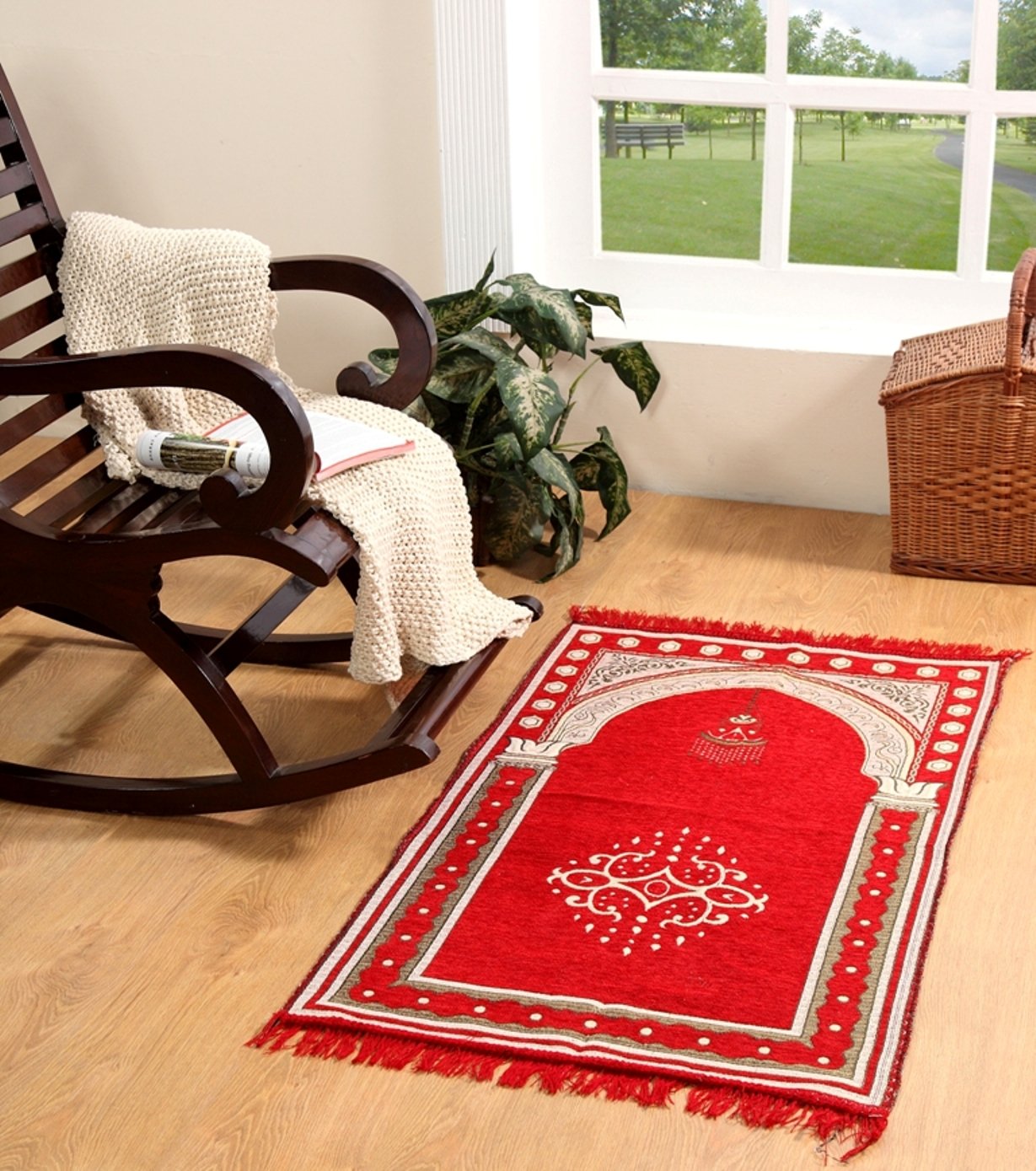 Traditional Prayer Mat (Red, Chenille, Standard)-image-0