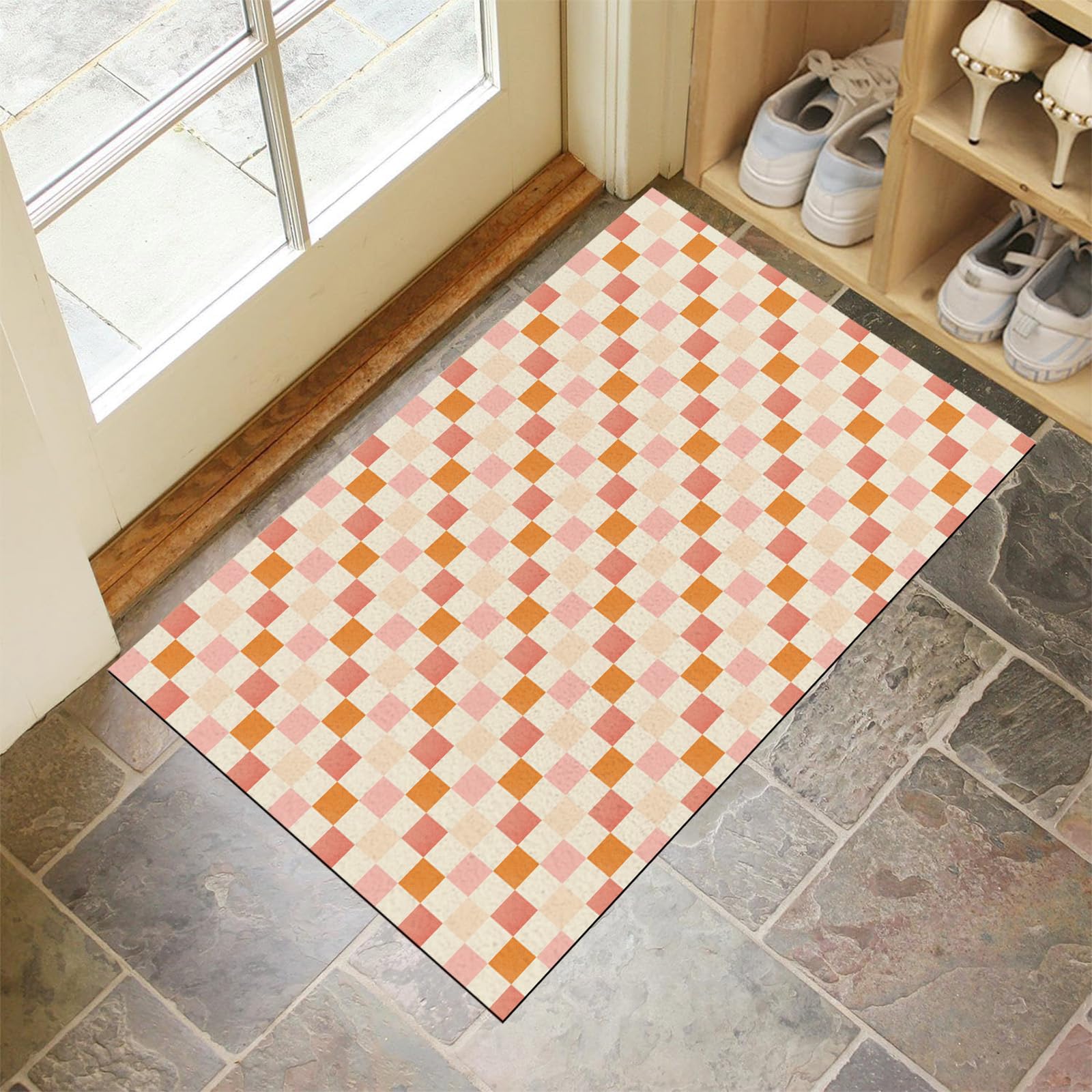 Paillasson Intérieur 80x120cm absorbant lavable et tapis d'entrée résistant beige