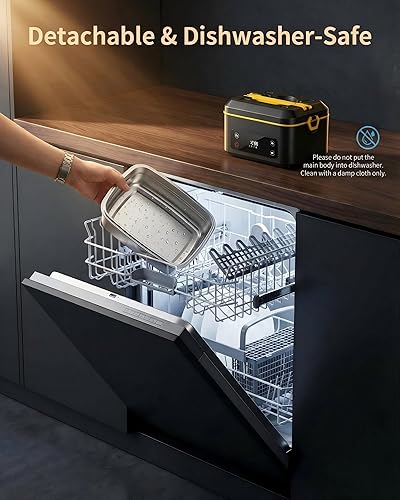 Miniatura 6 de RUDAP Lonchera Eléctrica Inalámbrica, Calentador de Alimentos Portátil Recargable de 24000mAh 1.2L con 5 Modos de Calefacción, Control Automático de