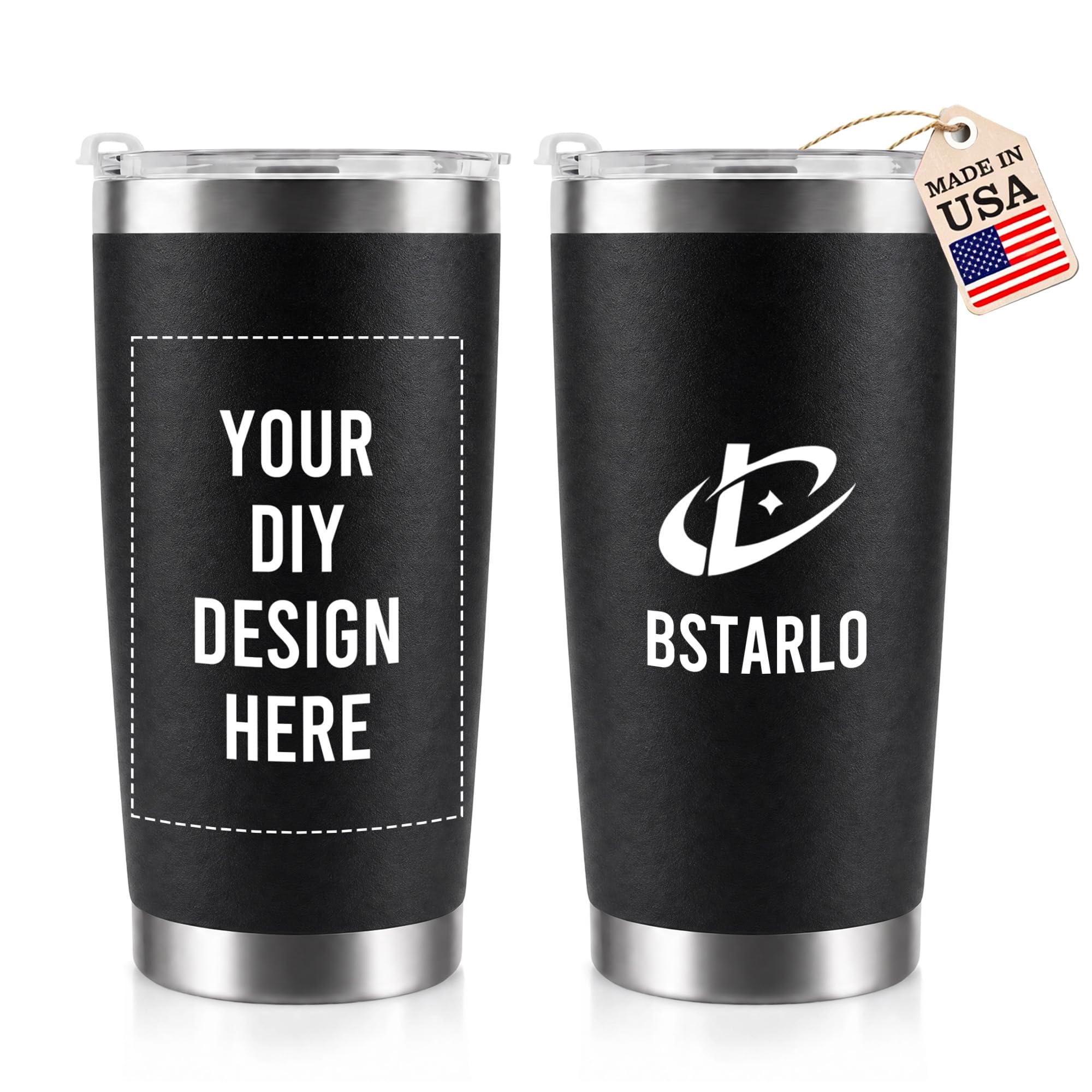 Custom Tumbler with with Logo Text, 20oz Personalized Tumbler, USA Made | Stainless Steel…