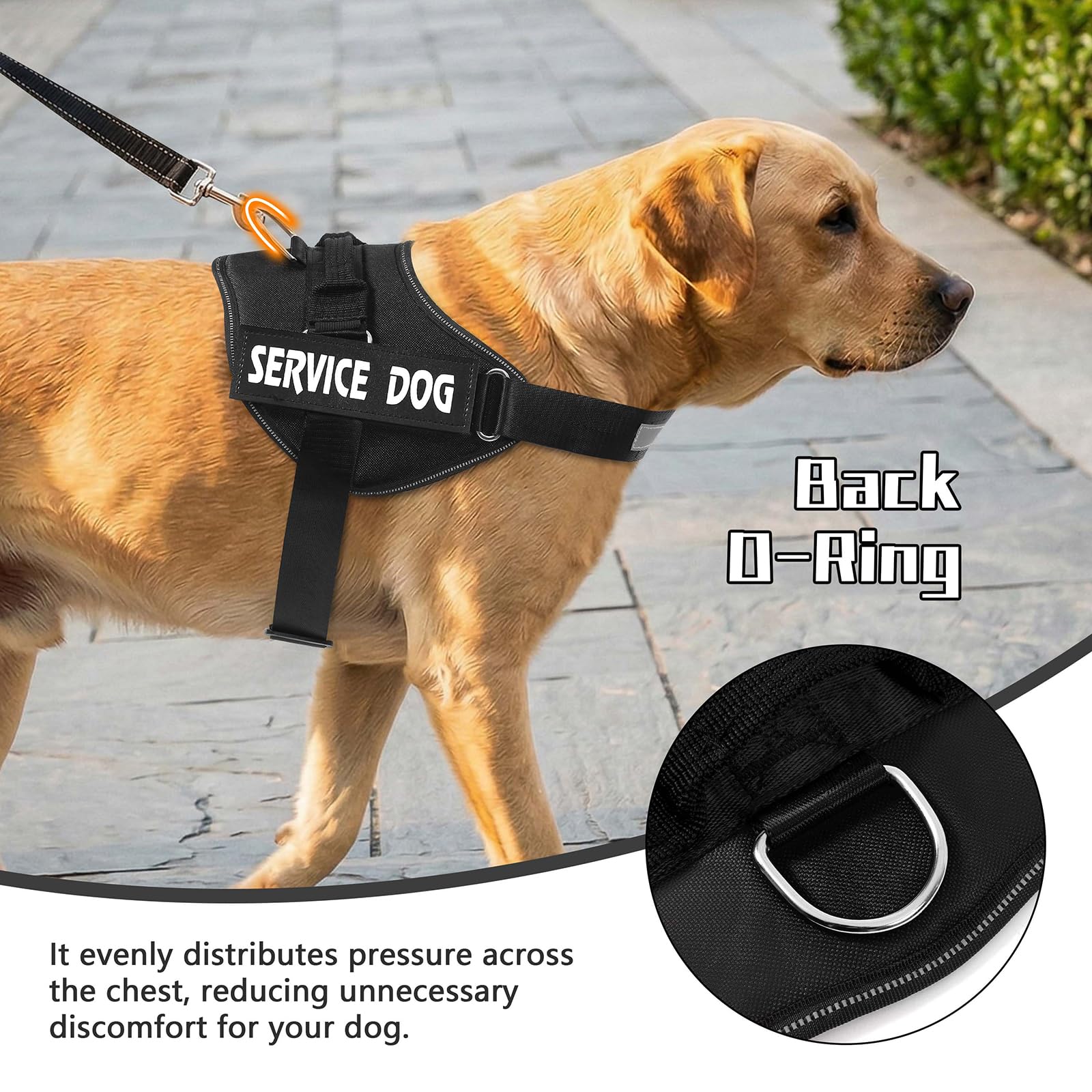 MUMUPET Arnés para perro de servicio, sin tirones, fácil de poner y quitar, reflectante 3M, transpirable y fácil de ajustar con mango de nailon, no más tirones ni asfixia para perros pequeños