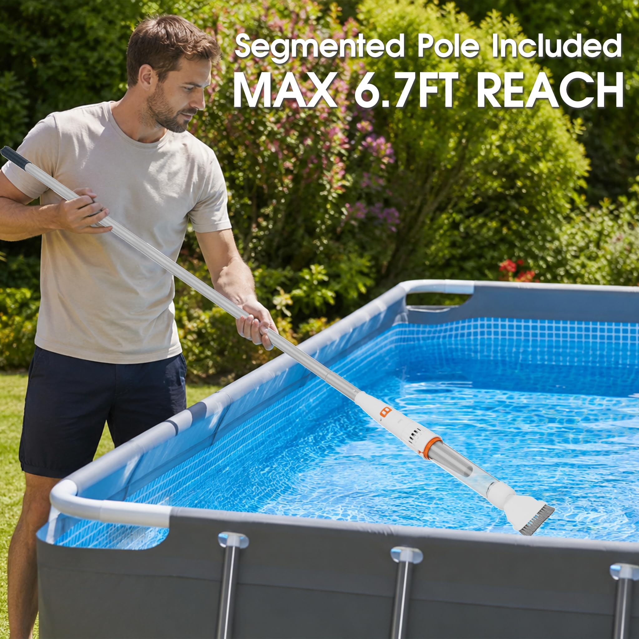 Aspiradora recargable todo en uno para piscina y spa – Modo dual y sistema de accionamiento magnético, filtros de malla ultrafina de 25 µm para jacuzzi, piscinas pequeñas sobre el suelo, 60 minutos